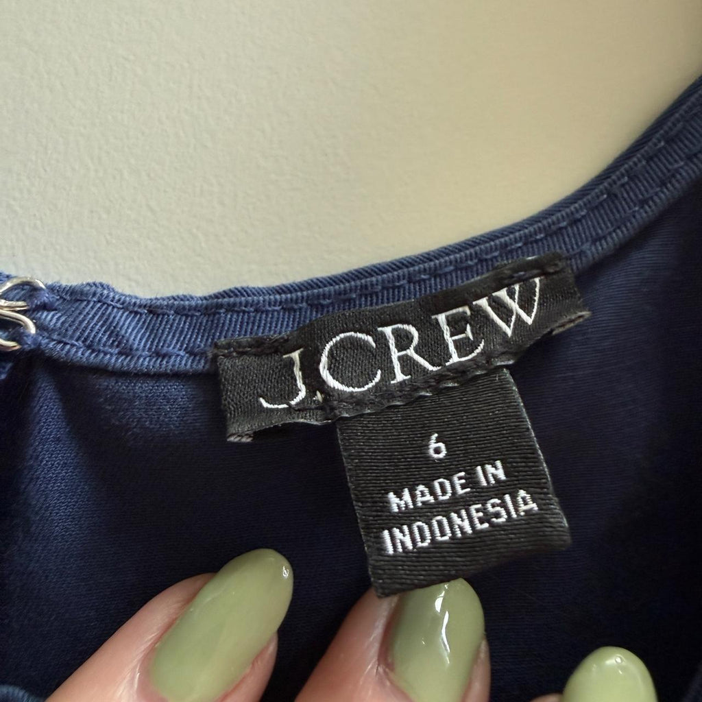 J. Crew Strapless Blue Midi Dress Casual Corporate Back to School