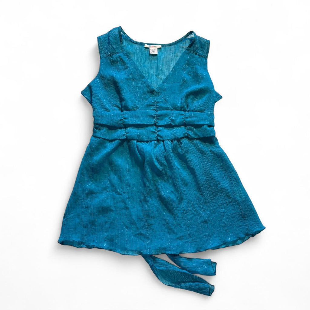 Sheer Sparkly Sleeveless Blouse Tie Back Detail Y2K Mermaid Core