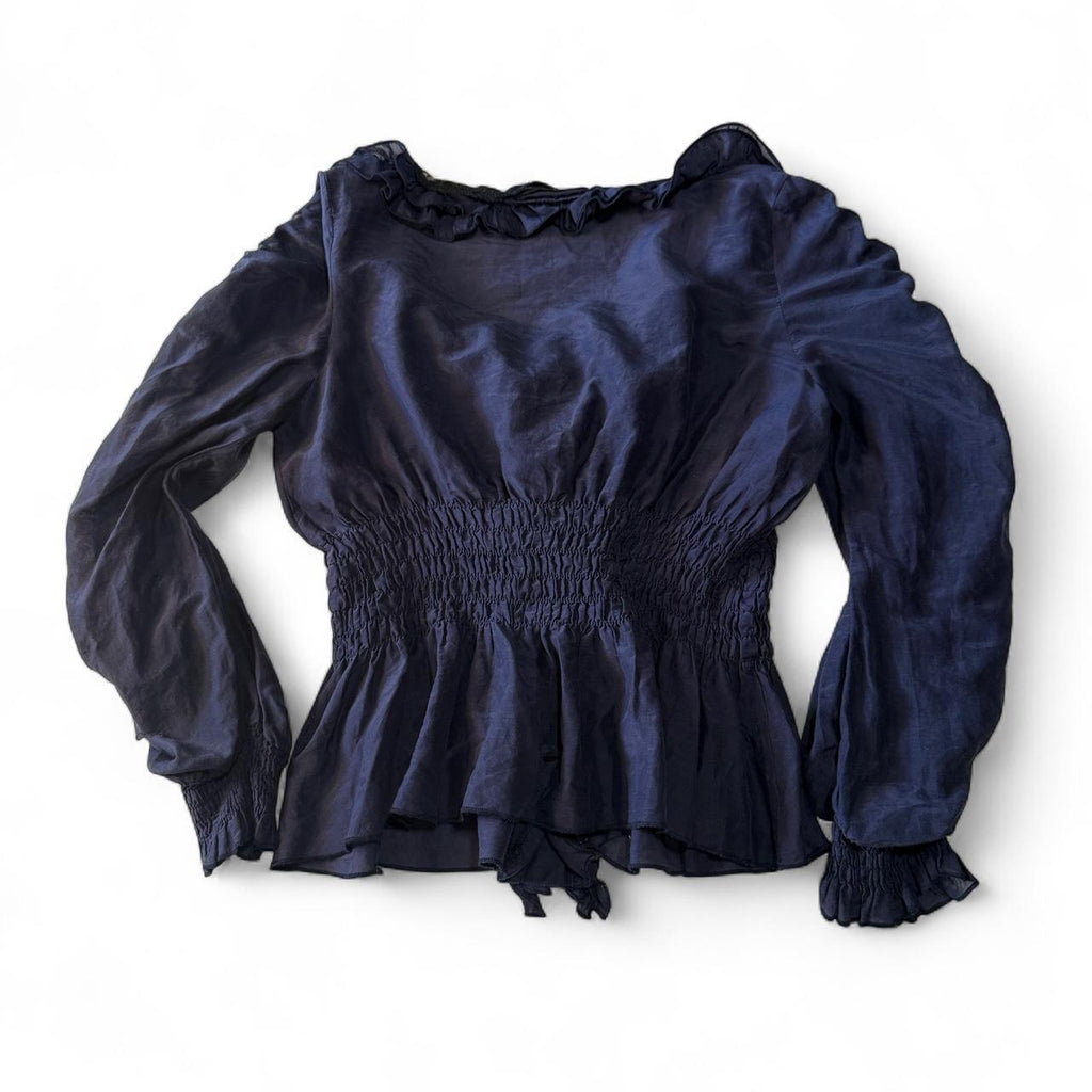 Papaya Y2K Silk Blended Romantic Ruffled Blouse Bohemian Whimsical