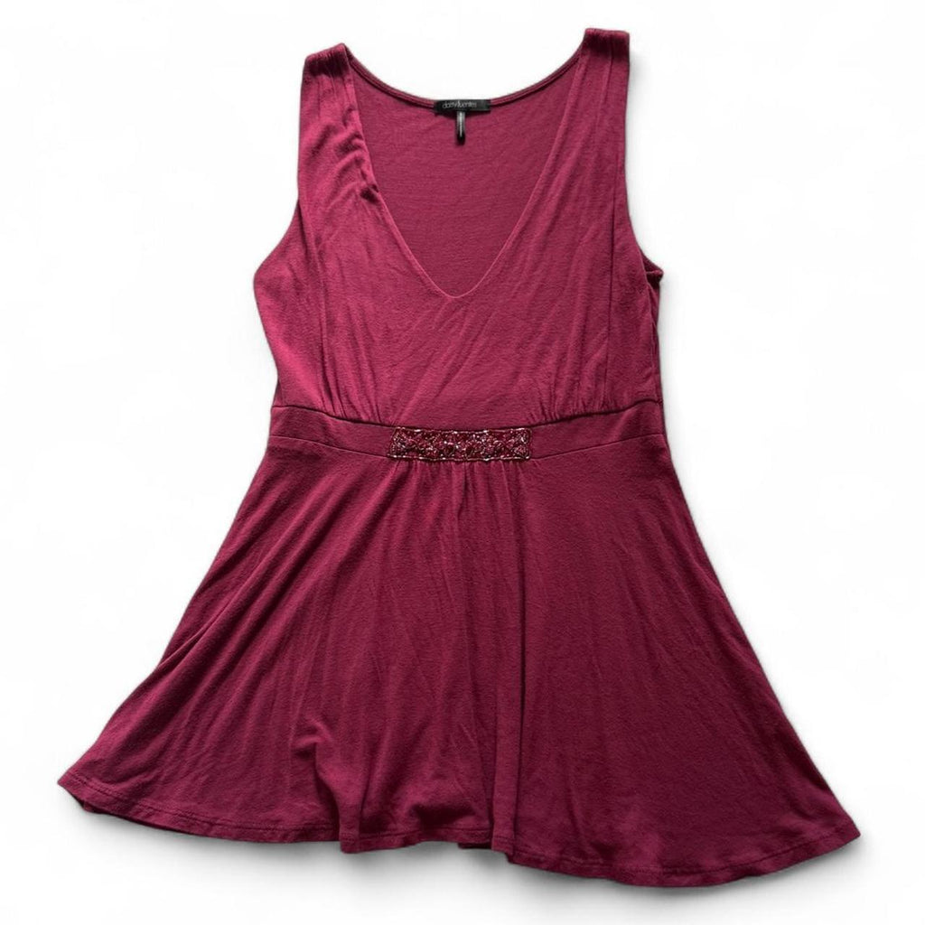 Daisy Fuentes Pink Beaded Empire Waist Fairycore Tunic Top Women's Small