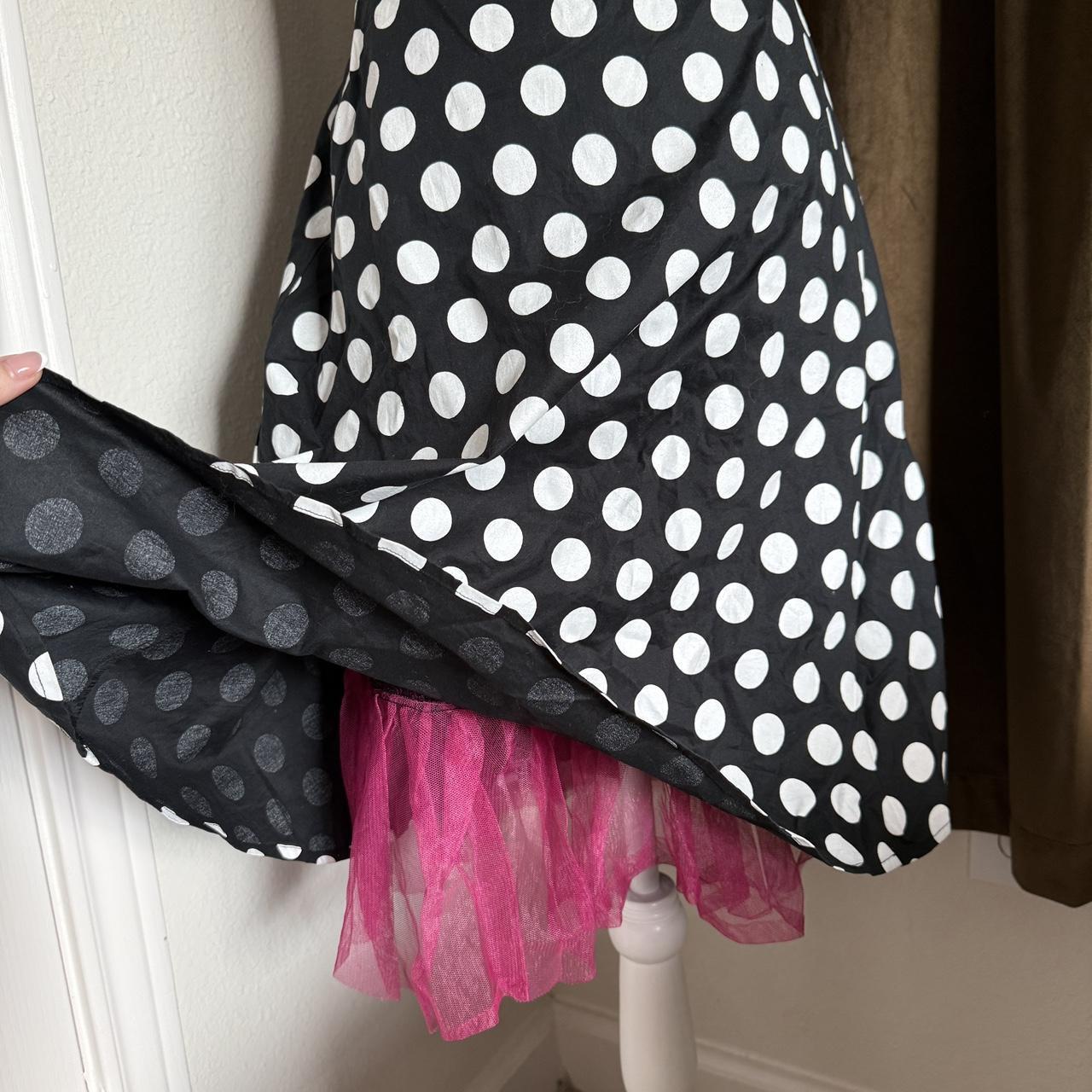 Ruby Rox Strapless Polka Dot Dress with Hot Pink Crinoline