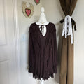 Zara Chocolate Brown Ruffle Keyhole Long Sleeve Boho Mini Dress Women's M