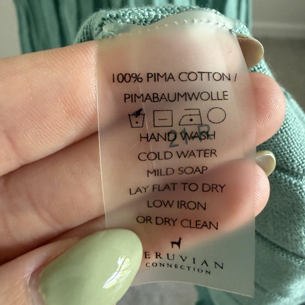 Peruvian Connection Teal Maxi Dress 100% Pima Cotton Quiet Luxury Designer