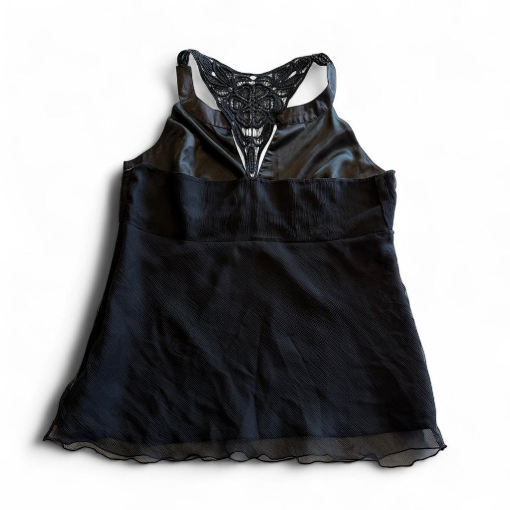 Silk Spenser Jeremy Y2K 1990s Vintage Tank Top Ruffled Hem