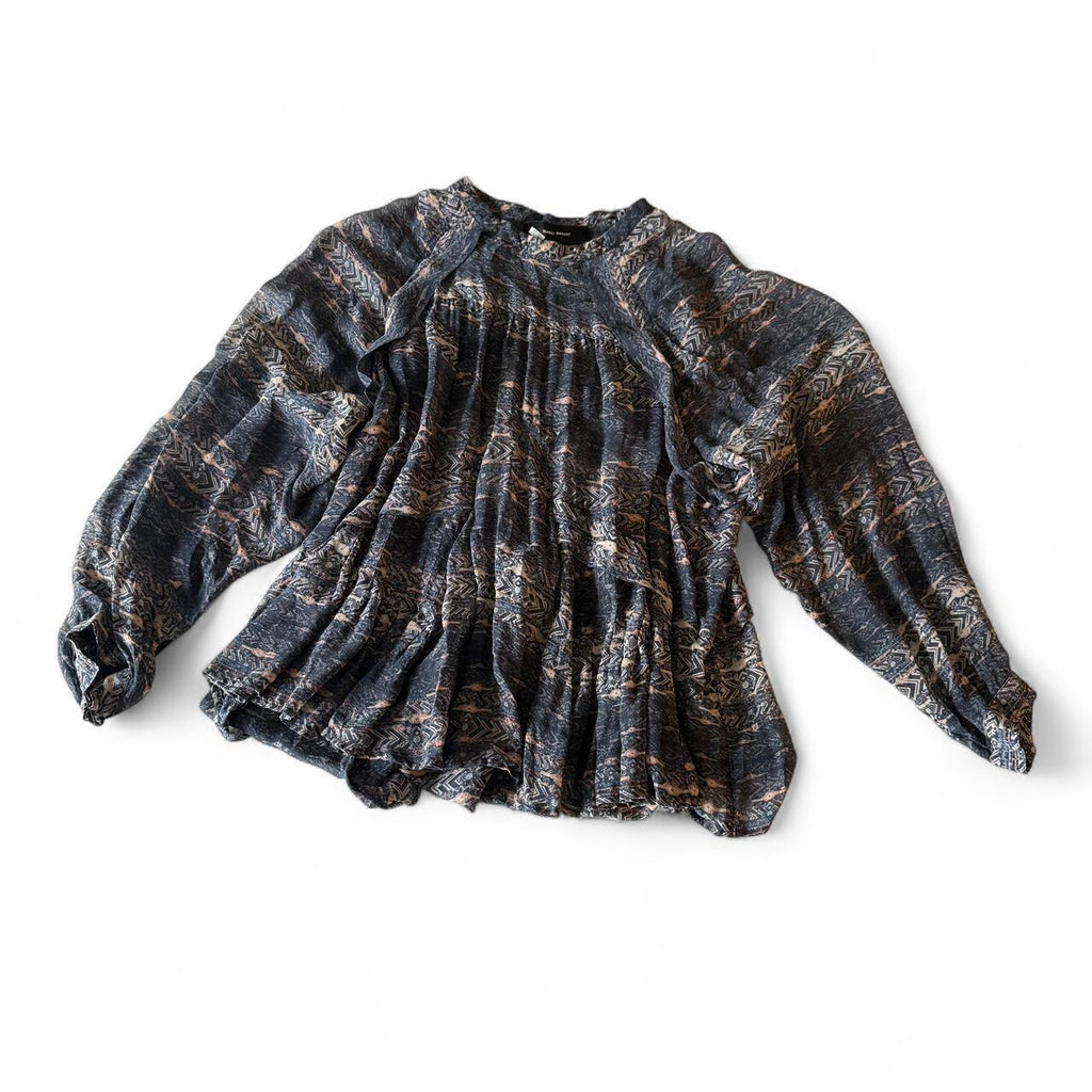 Isabel Marant Silk Sheer Frilly Blouse