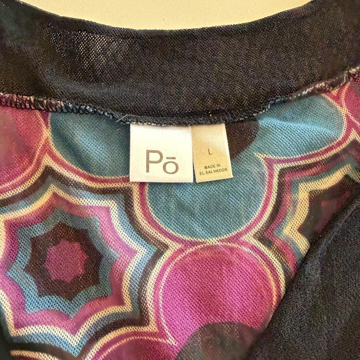Po Bohemian Geometric Whimsical Tie Detail Blouse