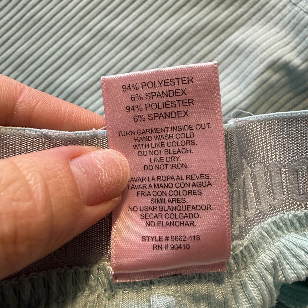 Juicy Couture Teal Pajama Sweatpants Ribbed Rhinestone Detail