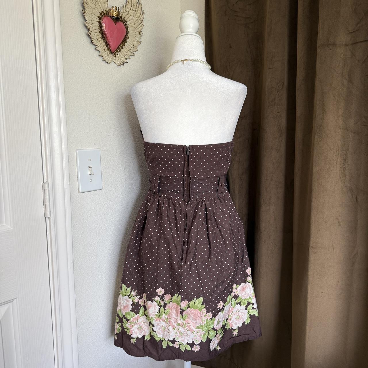 Early 2000s City Studio Coquette Polka Dot Floral Girly Mini Dress with Bow
