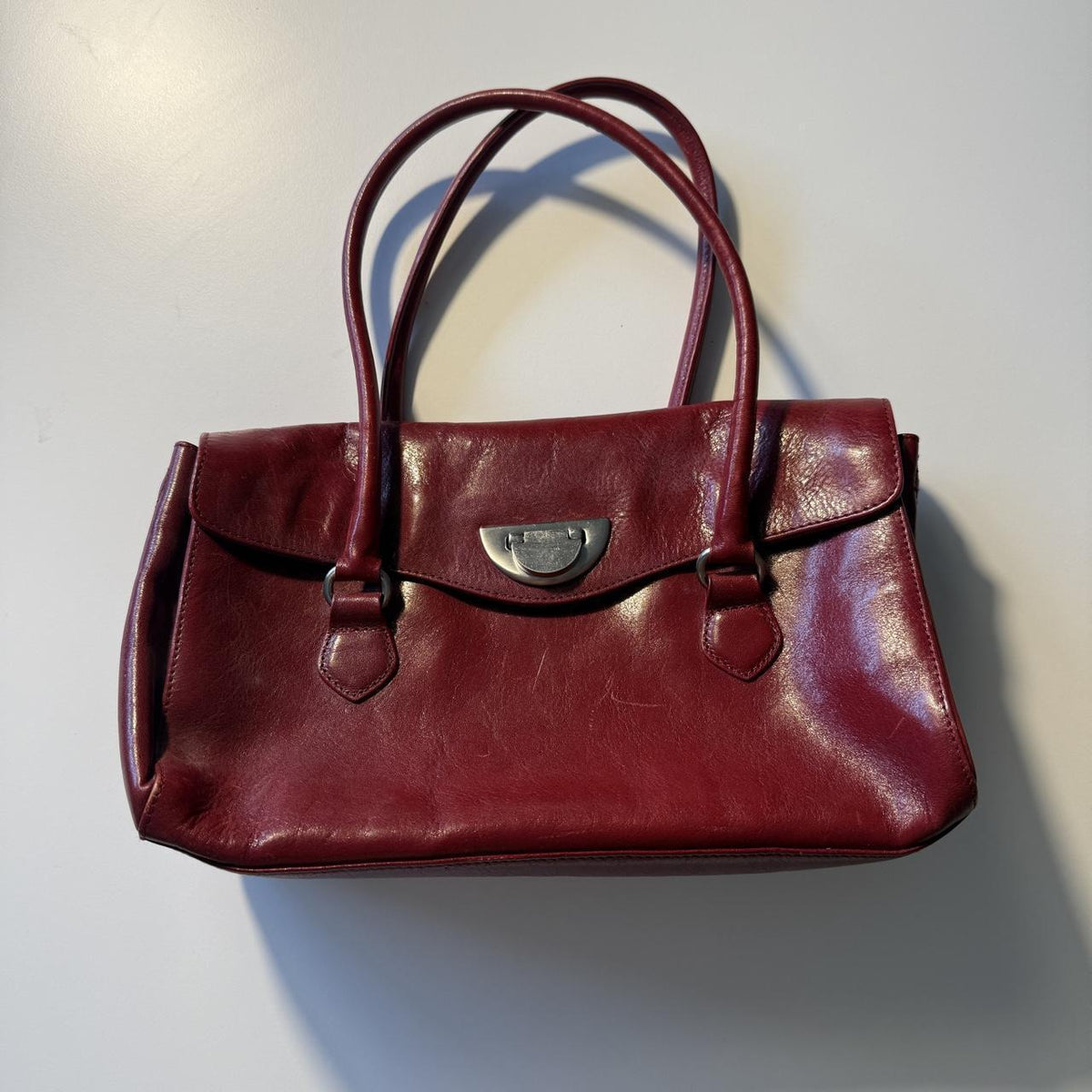 Red Leather Shoulder Statement Bag Hobo International