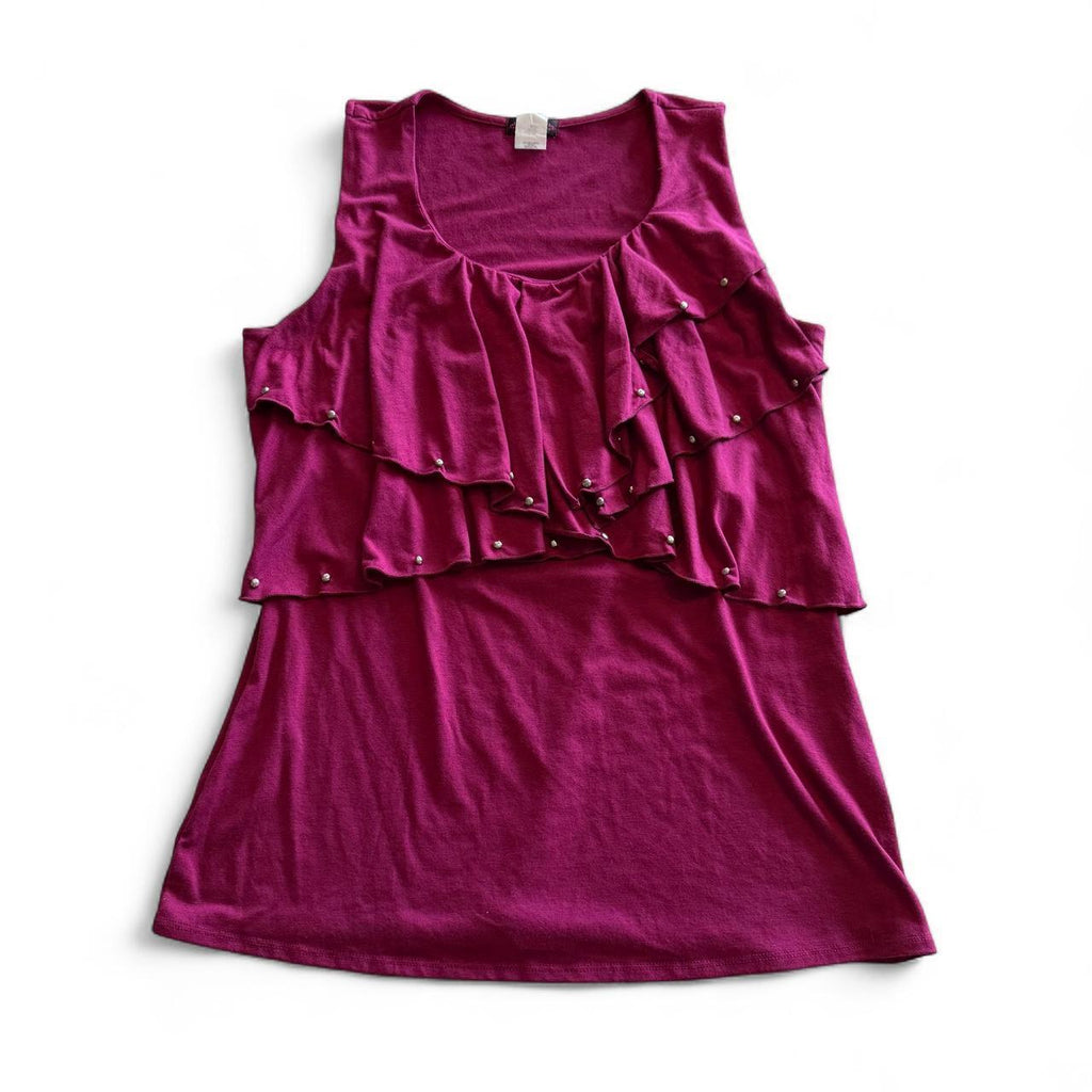 Cocomo Y2K Inspired Beaded Rhinestone Detail Ruffle Tank Top Fairycore Girly