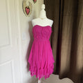 Donna Morgan Silk Hot Pink Sweetheart Neckline Strapless Cocktail Dress