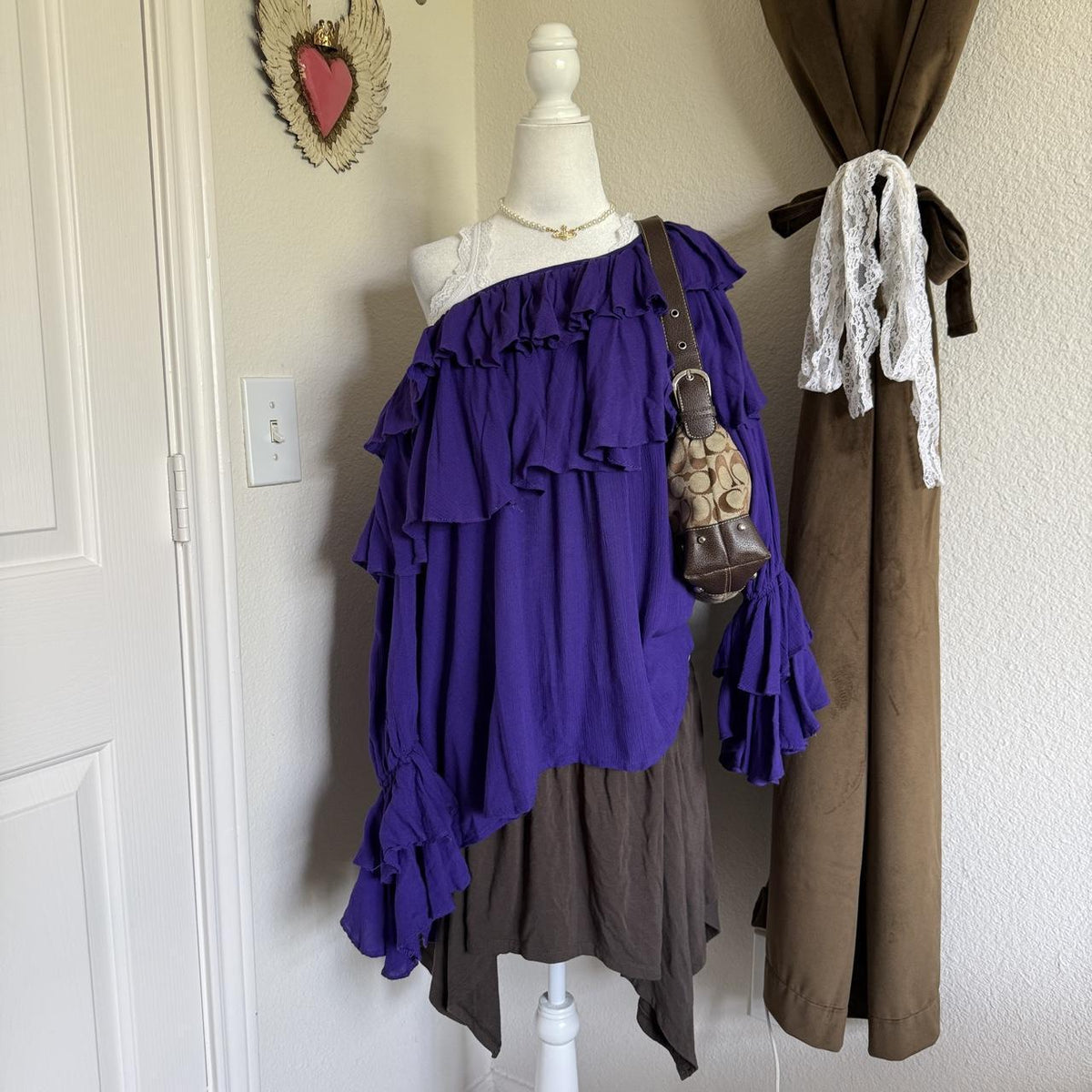Vintage 1990s Bila Ruffled Blouse Whimsical Bohemian Flare Sleeve Festival