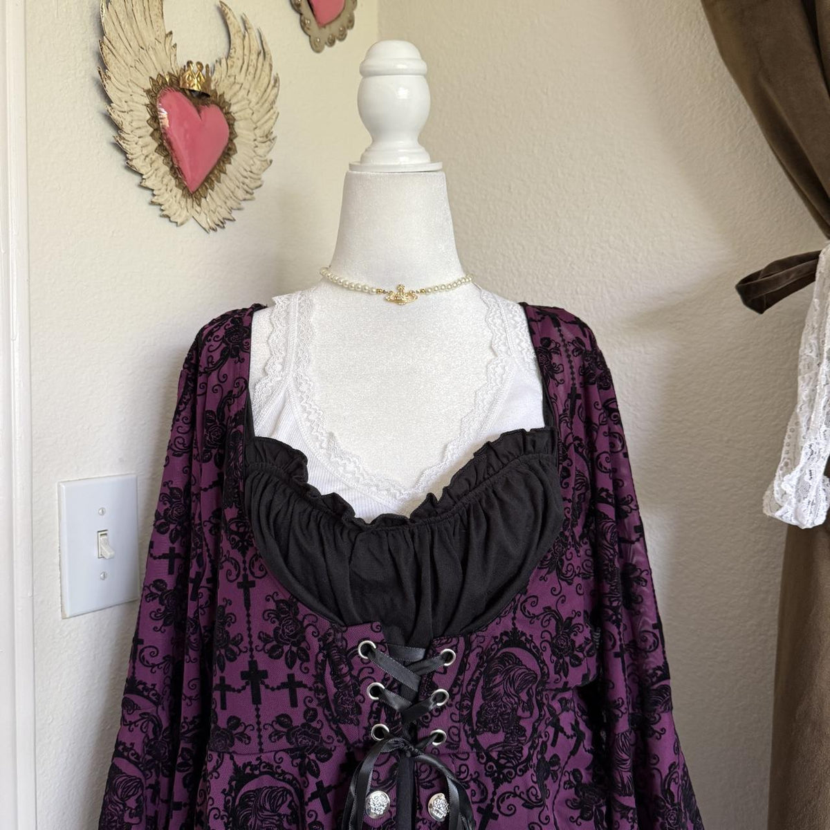 Victorian Gothic Costume Top Flare Sleeve Halloween Renaissance Fair