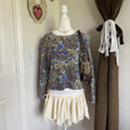 Jones New York Paisley Bohemian 100% Cotton Long Sleeve Blouse