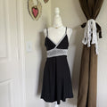 SO Lace Trim Babydoll Girly Slip Dress Black & White