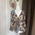 90s Vintage Sheer Ruffled Frilly Mamma Mia Floral Blouse Bohemian Summer Vacation Selene Sport