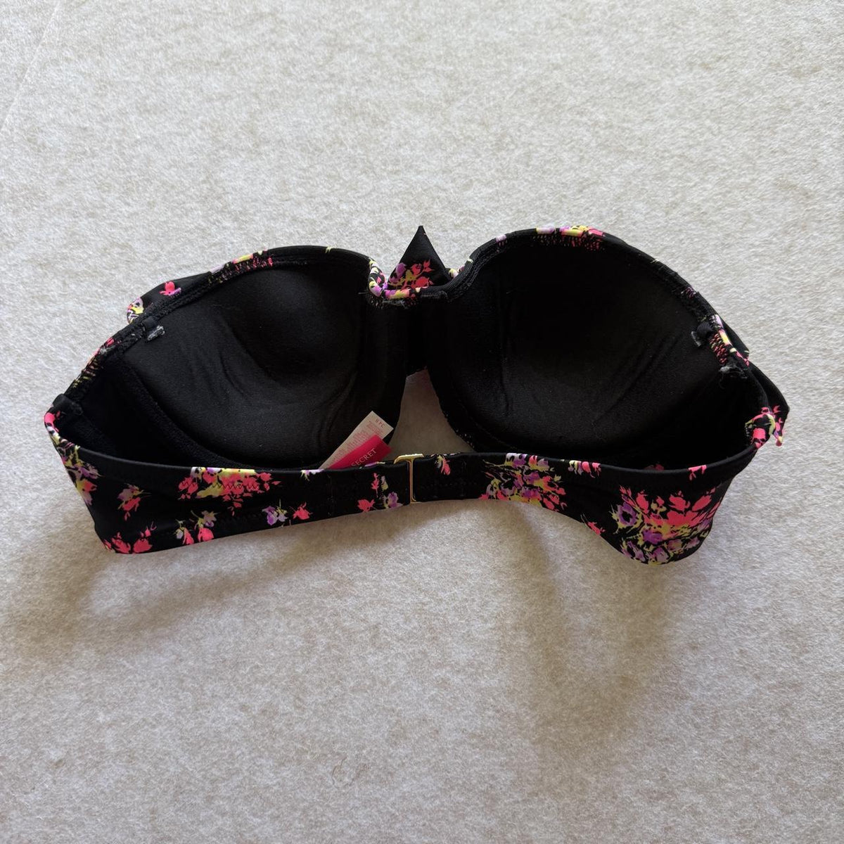 Victoria's Secret 34B Floral Polka Dot Ruffle Bandeau Bikini Swim Top