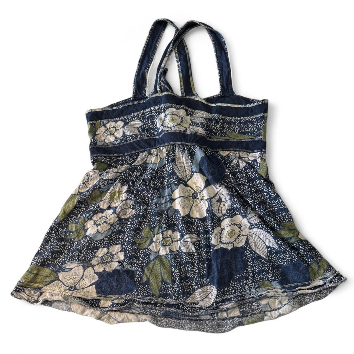 Y2K Hollister Floral Cotton Babydoll Top Coastal Surfer Girl Tie Detail