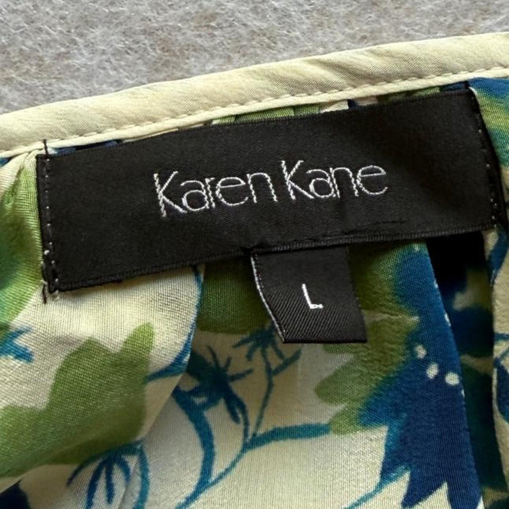 Karen Kane Silk Floral Bohemian Blouse With Beaded Tie Detail Sheer