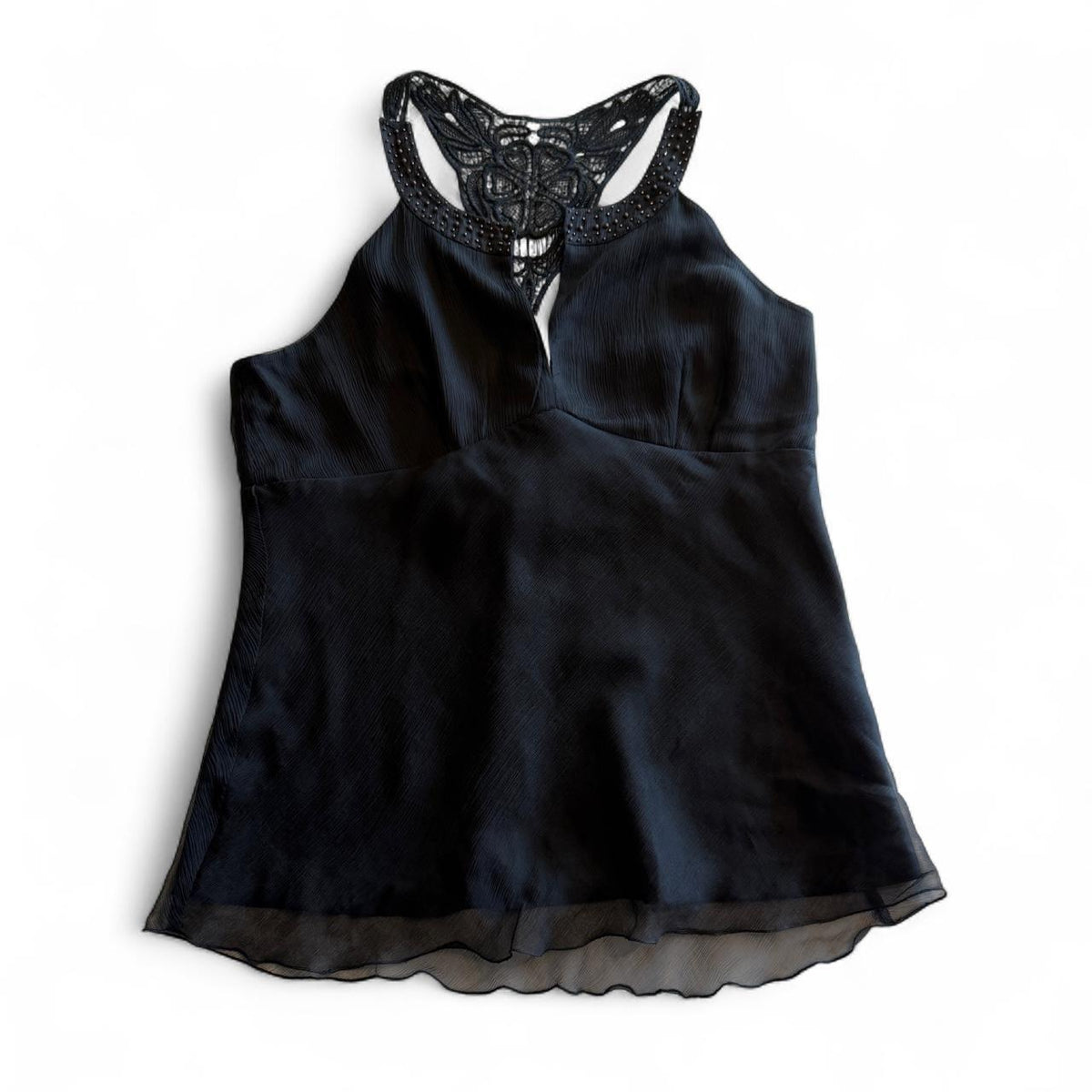 Silk Spenser Jeremy Y2K 1990s Vintage Tank Top Ruffled Hem