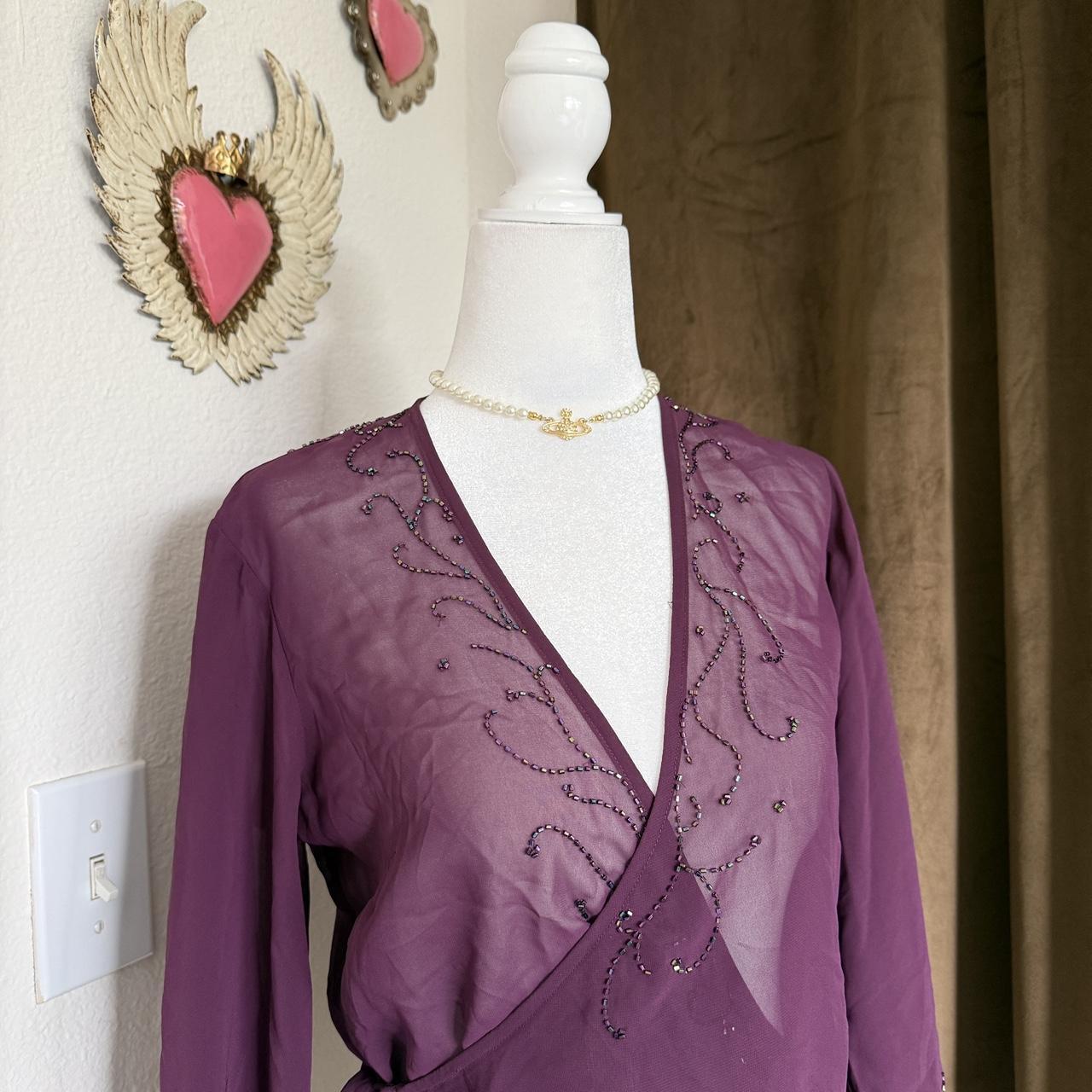 Beaded Whimsical Formal Wrap-Top