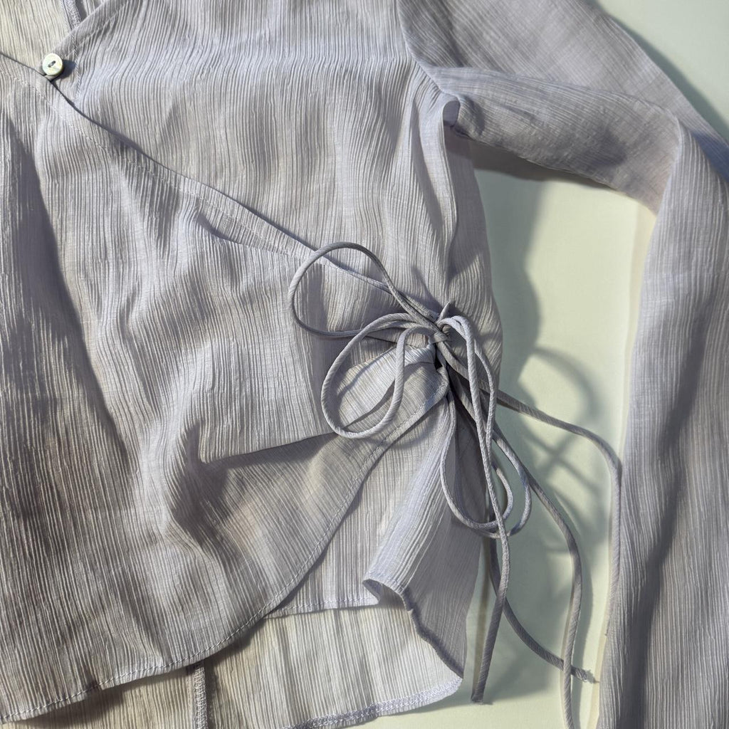 Topshop Wrap Tie Detail Flare Sleeve Blouse Corporate Office Siren Back toSchool