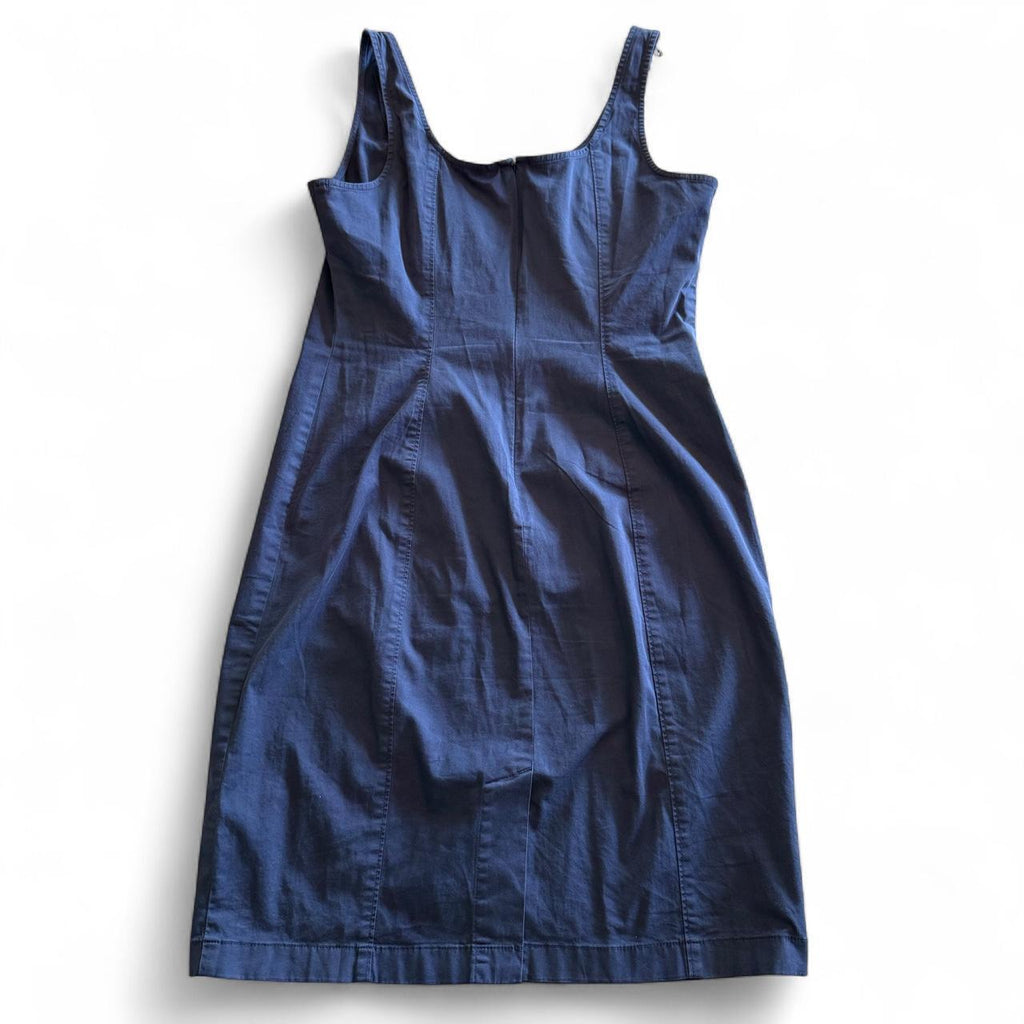 J. Crew Strapless Blue Midi Dress Casual Corporate Back to School