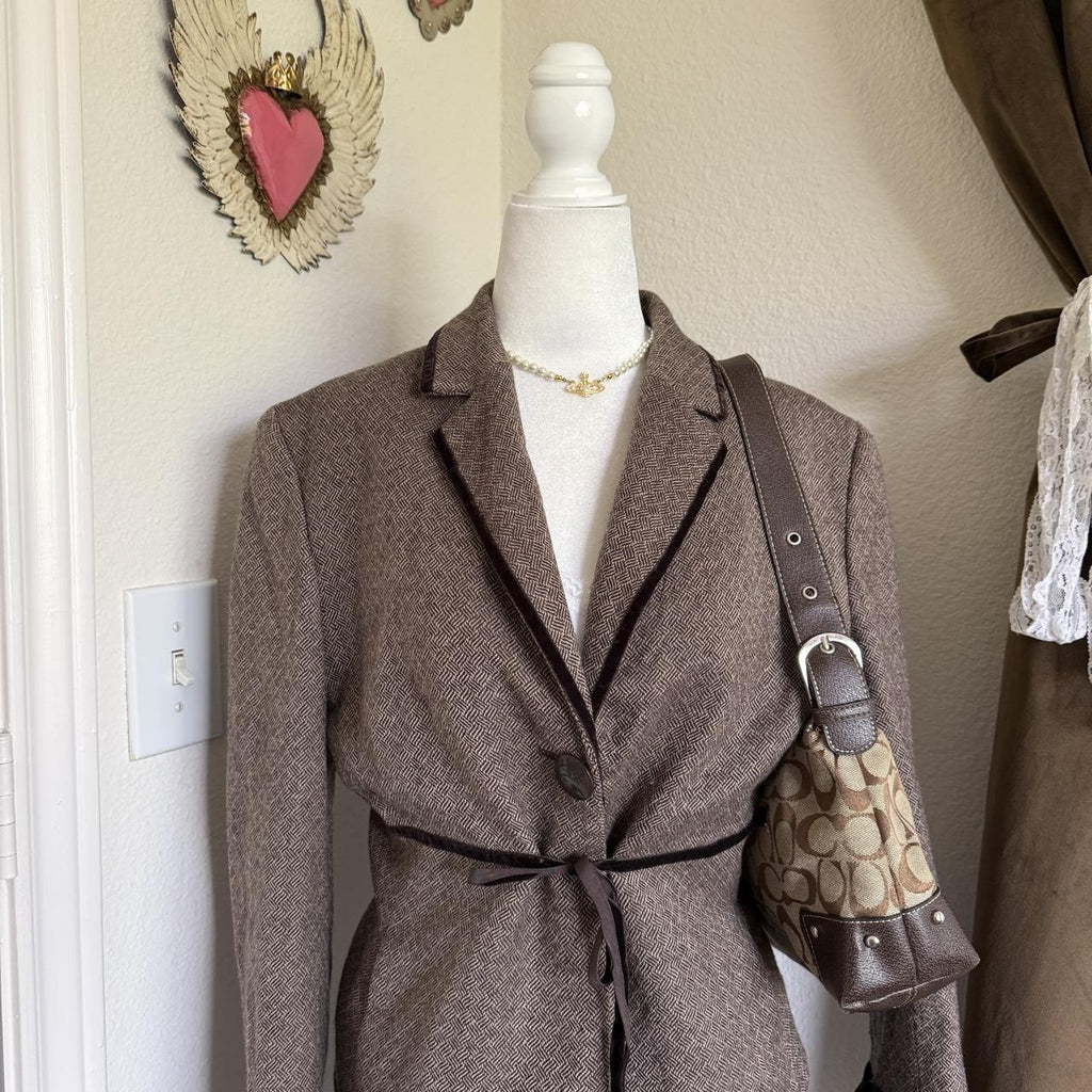 Coquette Preppy Casual Corner Bow Detail Blazer