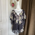 Adrianna Papell Vintage Floral Flutter Sleeve Blouse Romantic Kimono Style