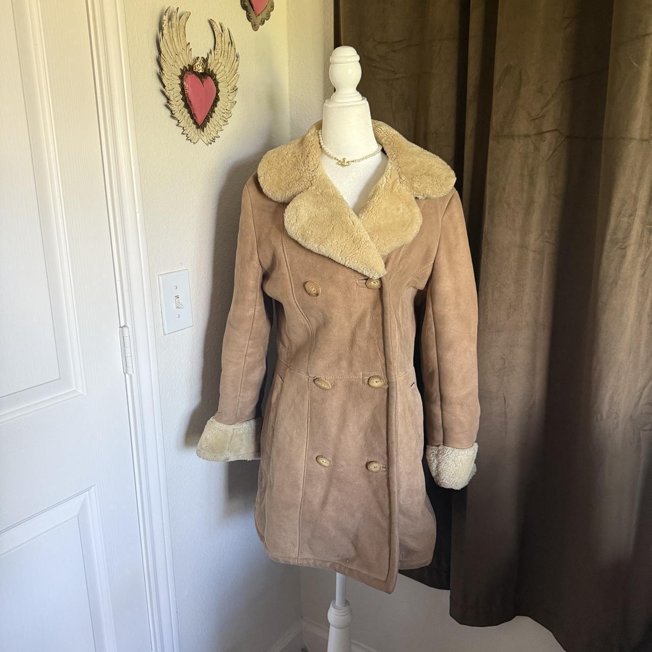 Vintage 1970’s Gartenhaus Penny Lane Shearling Suede Coat Double Breasted Spring Lamb