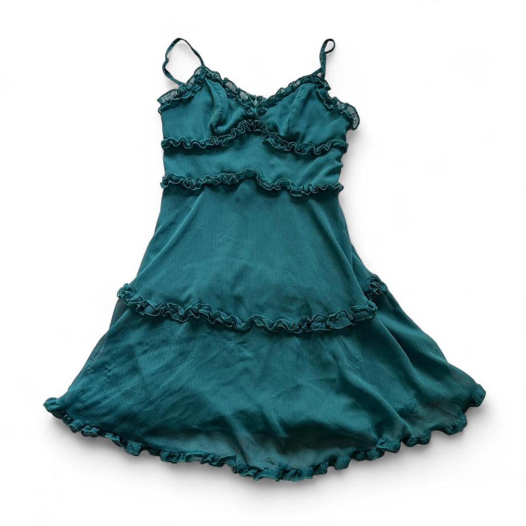 B. Darlin Turquoise Ruffled Mini Dress Mermaid Fairycore