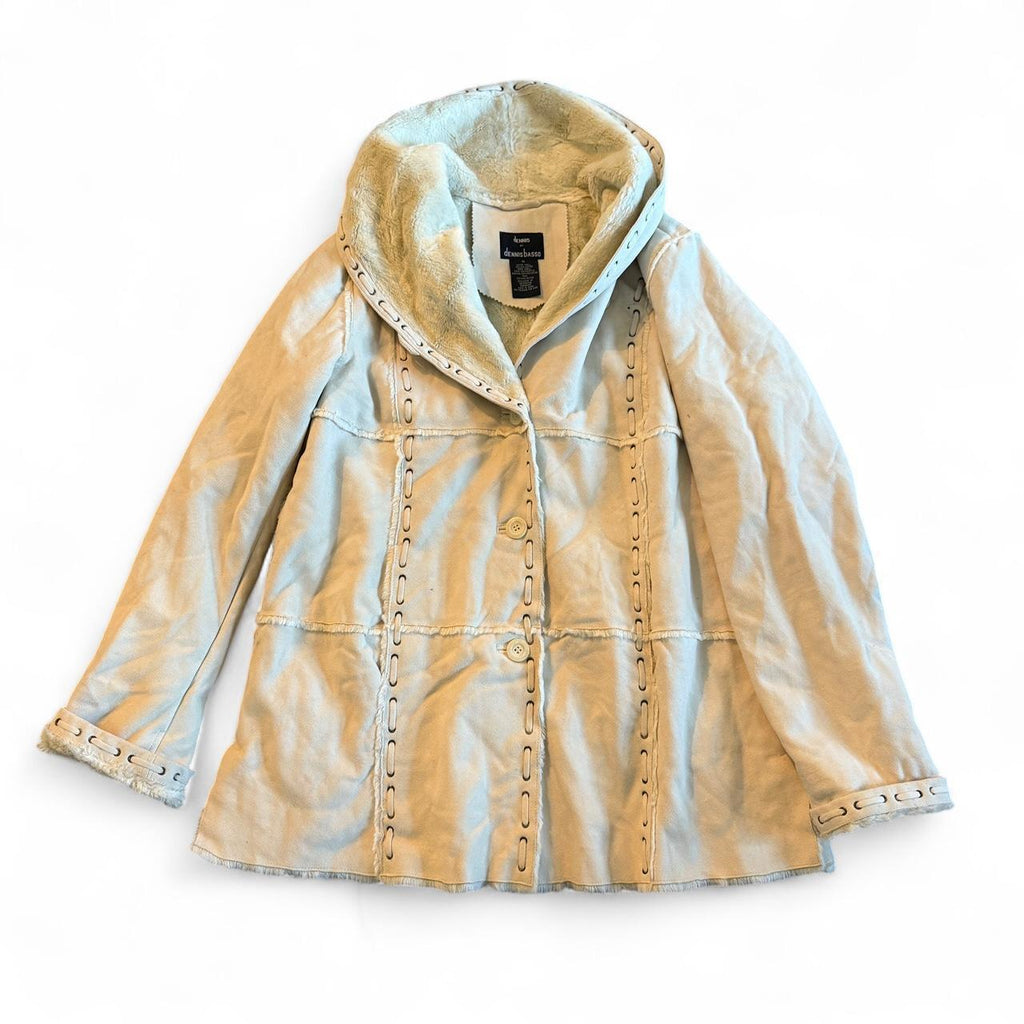 Dennis Basso White Shearling Penny Lane Coat Women’s XL