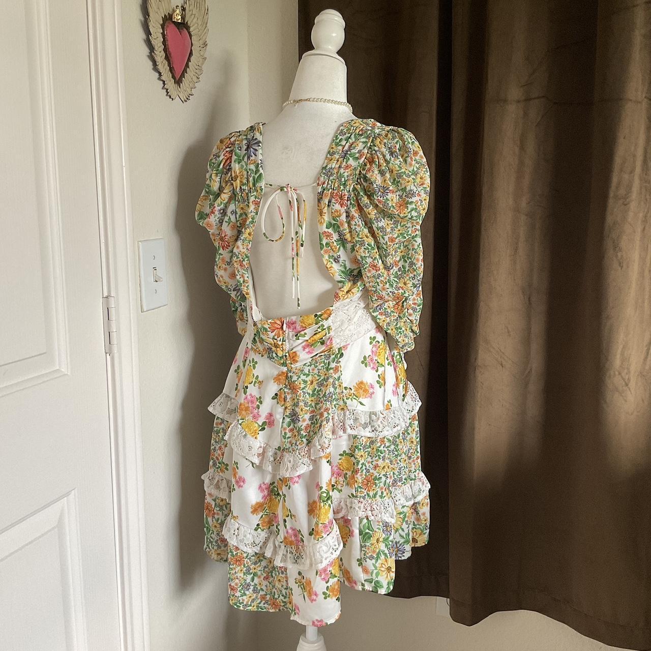 For Love & Lemons Floral Coquette Ruffle Tiered Mini Dress