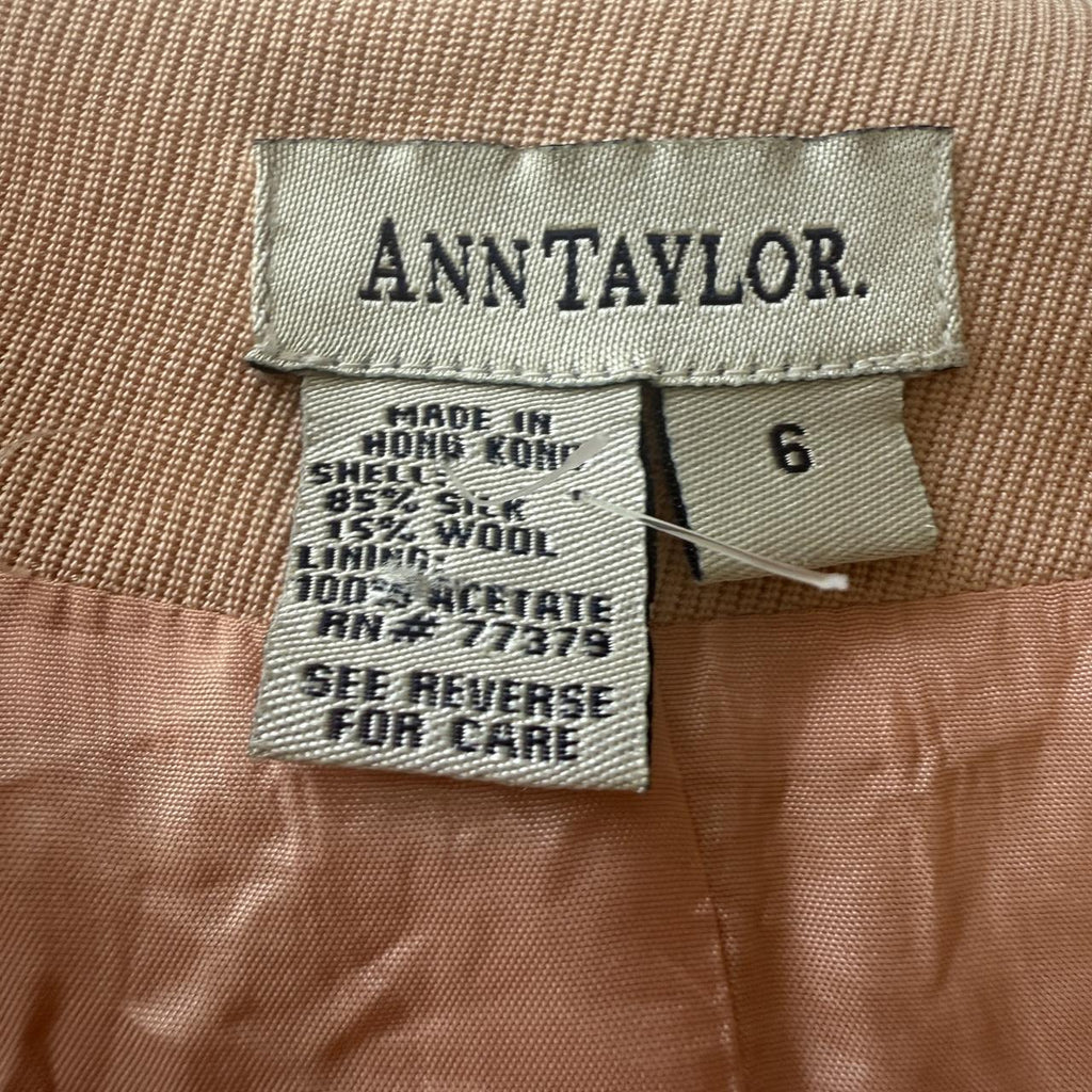 Vintage Ann Taylor Silk and Wool Blend Peachy Pink Double Breasted Blazer Dress