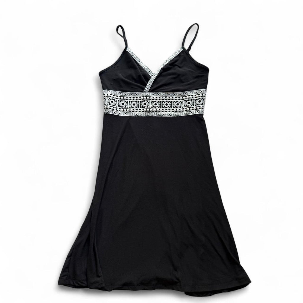 SO Lace Trim Babydoll Girly Slip Dress Black & White