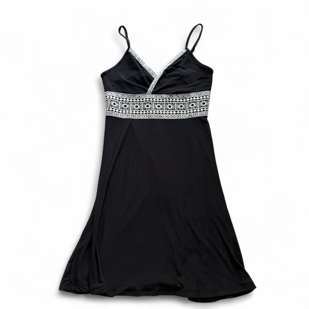 SO Lace Trim Babydoll Girly Slip Dress Black & White