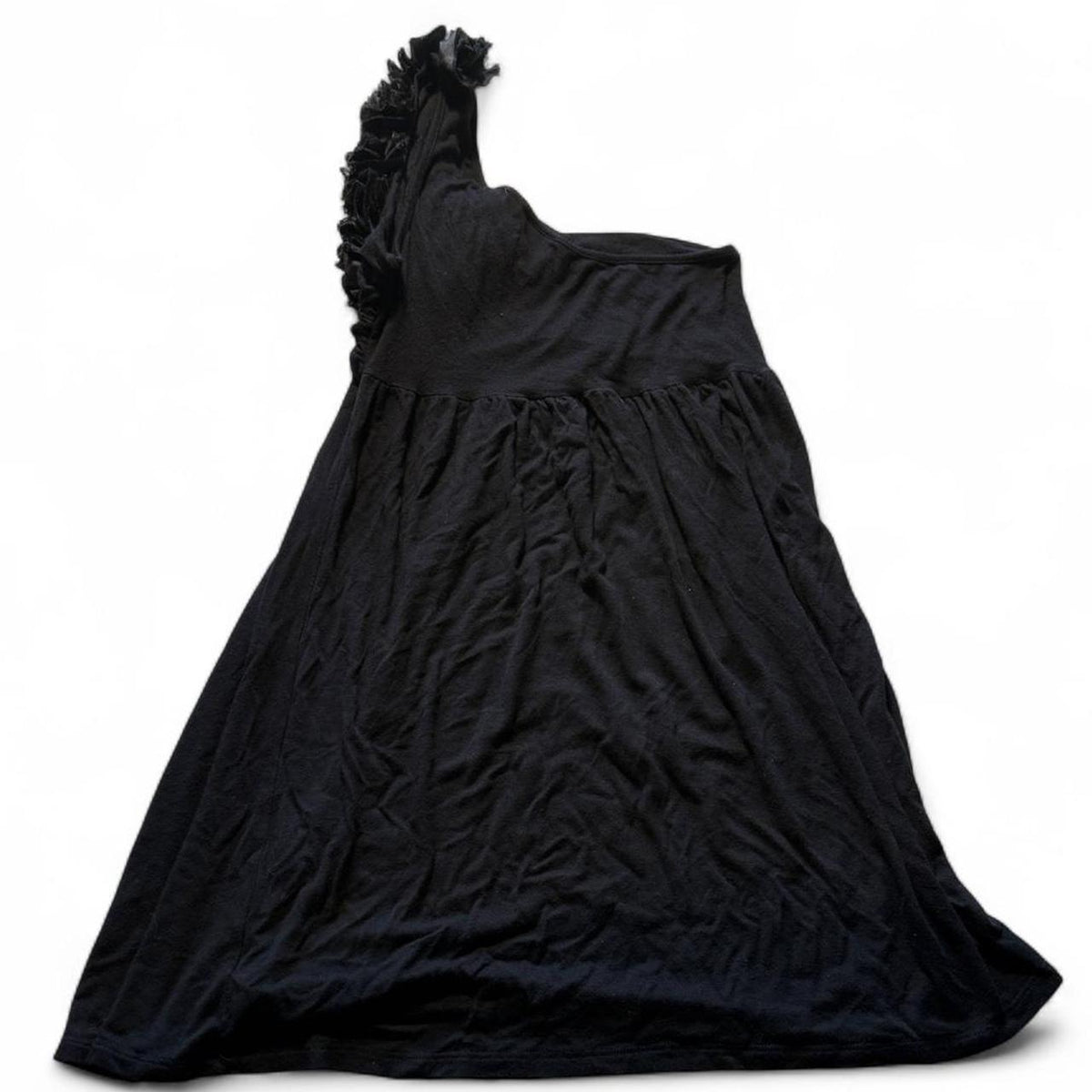 Bebe Black One Shoulder Rosette Ruffle Mini Dress Size M Going Out Y2K