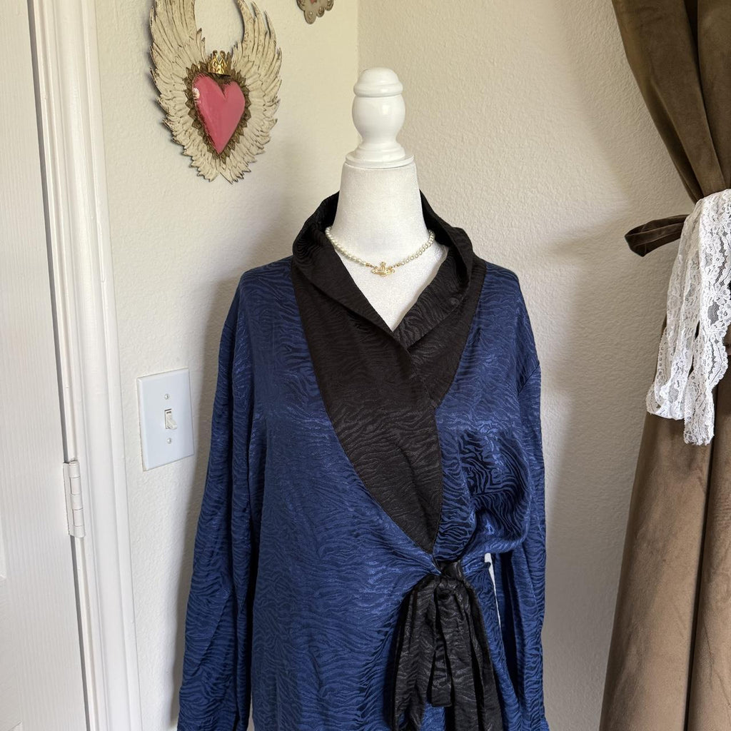 Victoria's Secret Robe Dressing Gown Tunic Emerald Blue Bow Detail
