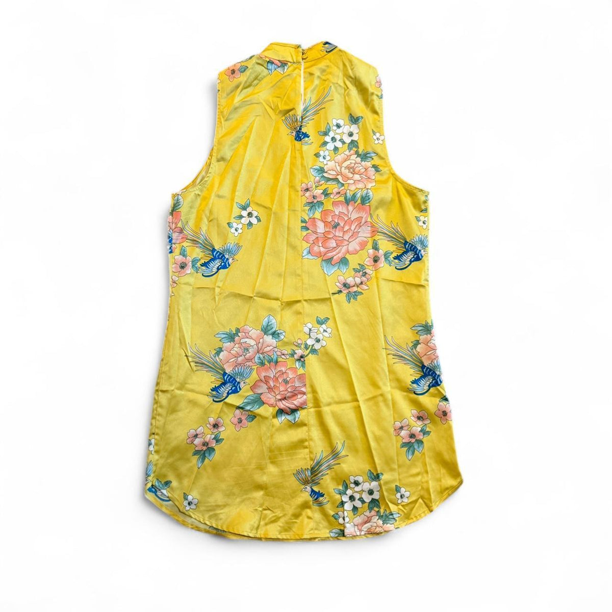 Yellow Asian Inspired Sleeveless Mini Dress Size M Spring Vacation Dress