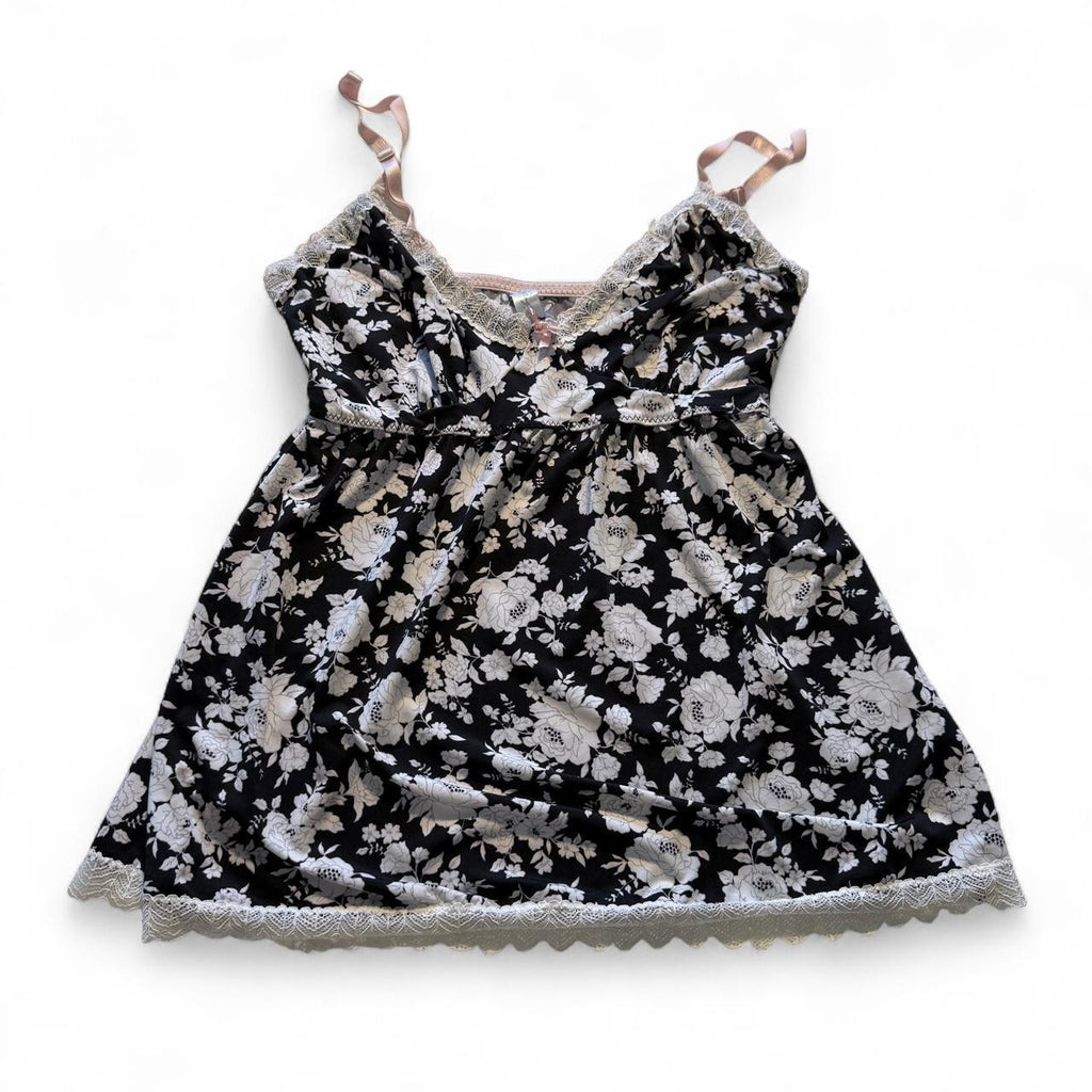 Marilyn Monroe Intimates Floral Lace Babydoll Cami Lace Trim Tank Top Coquette