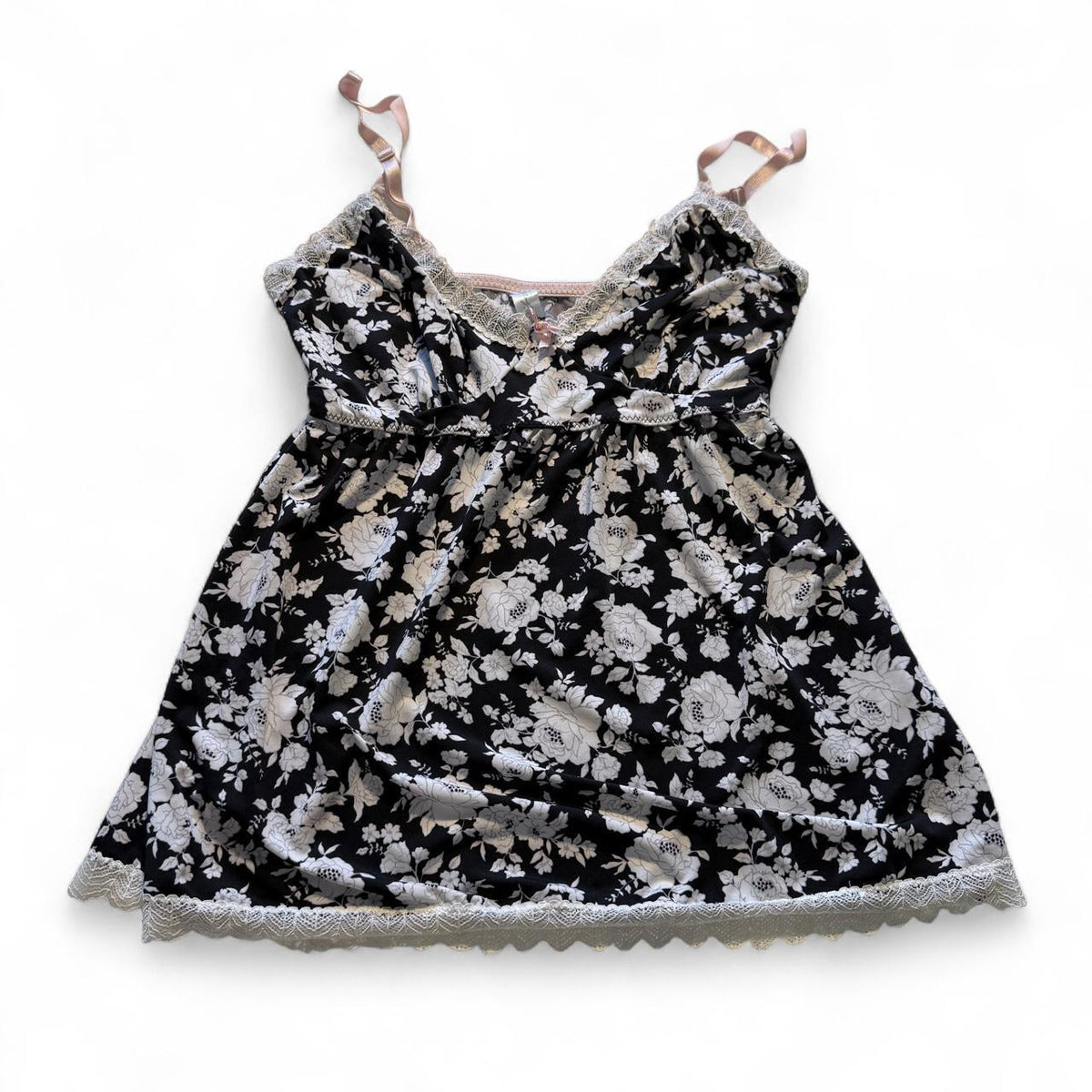 Marilyn Monroe Intimates Floral Lace Babydoll Cami Lace Trim Tank Top Coquette