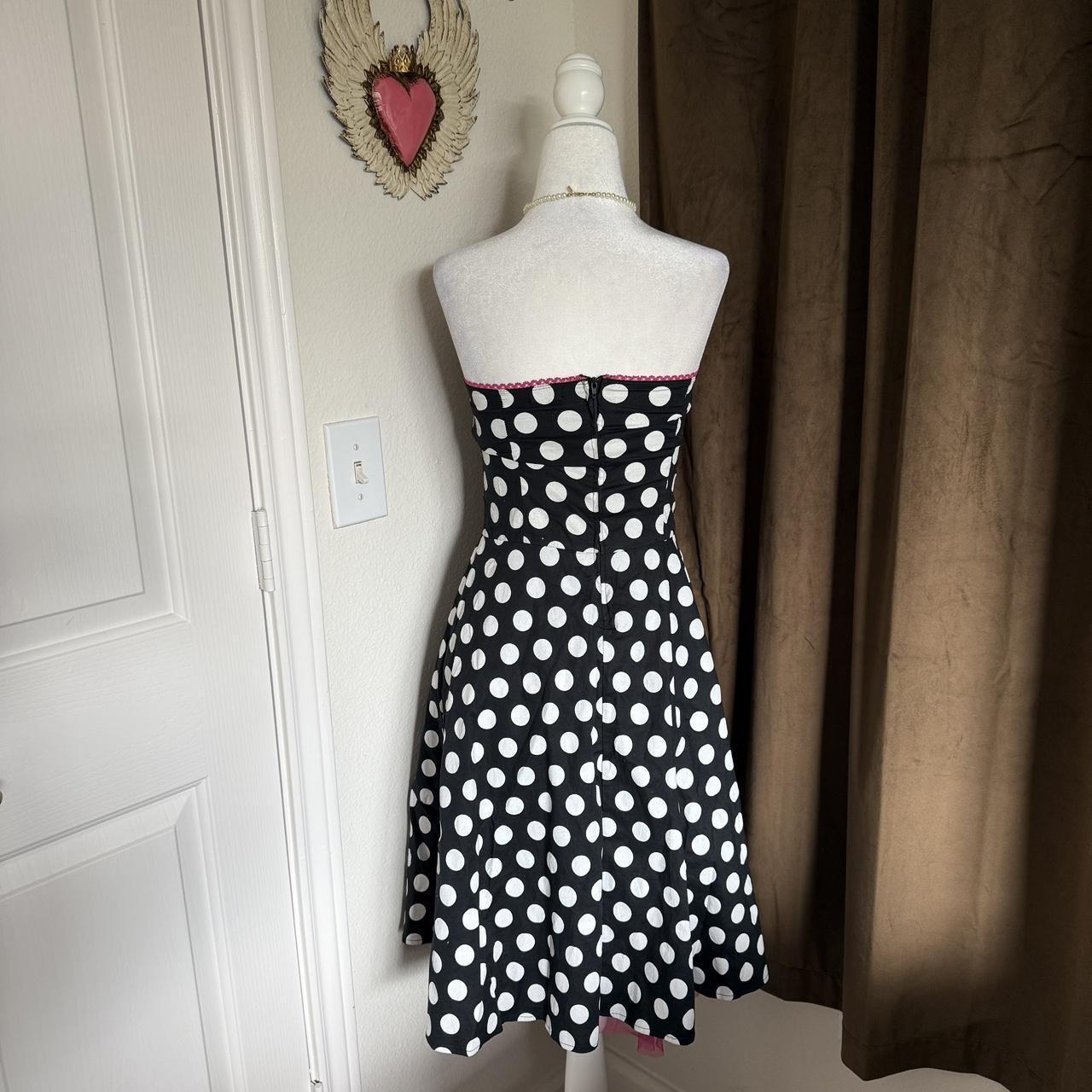 Ruby Rox Strapless Polka Dot Dress with Hot Pink Crinoline