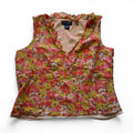 Ann Taylor Frilly Silk Floral Sleeveless Blouse Ruffled Detail