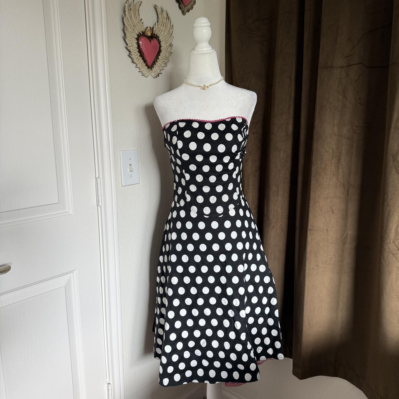Ruby Rox Strapless Polka Dot Dress with Hot Pink Crinoline