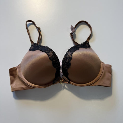 thriftalina Victoria's Secret Nude Bombshell Pushup Bra Black Lace Trim 34A
