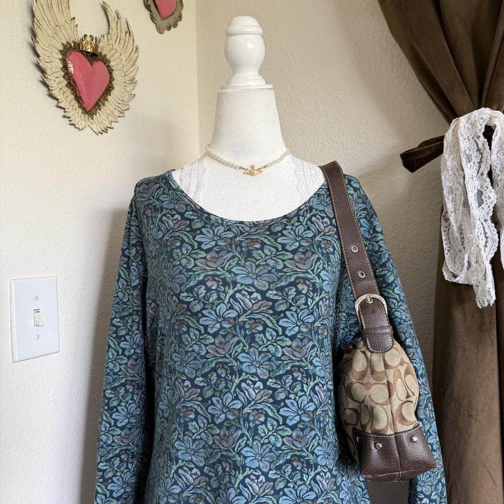 Peruvian Connection Ethical Pima Cotton Super Soft Long Sleeve Floral Top Womens