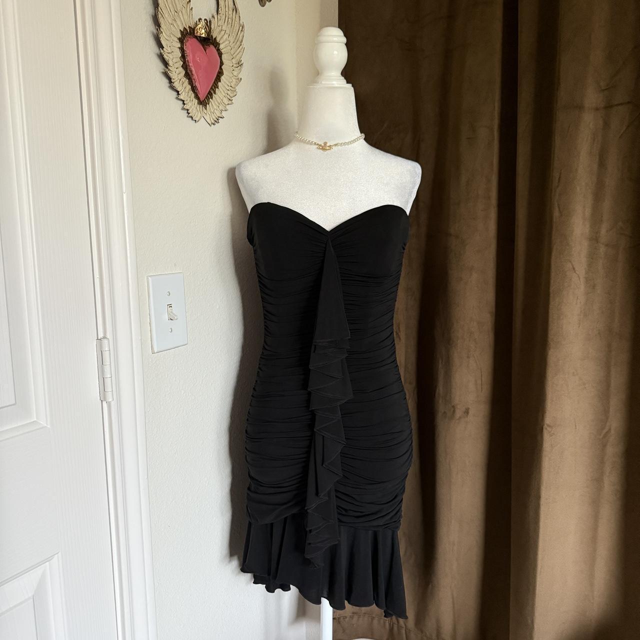 BCBG Y2K Frilly Ruffled Detail Girly Strapless Dress