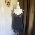 Pink and Black Coquette Lace and Bow Detail Corset Bustier