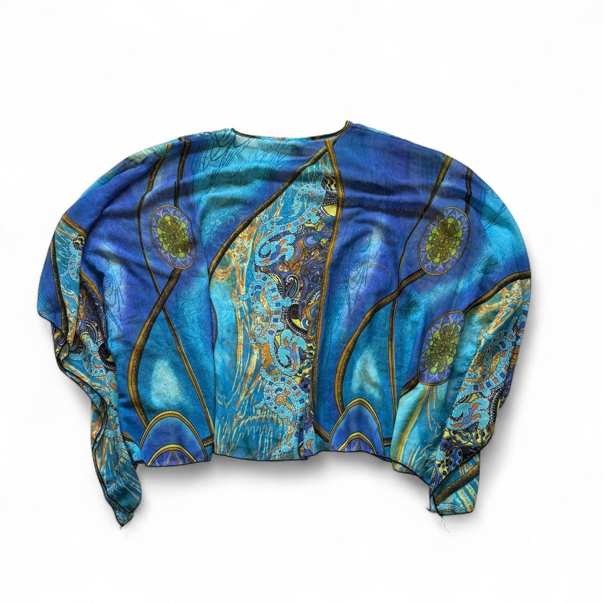 Vintage 123 USA Paper Tag Poncho Floral Overlay Blouse Fairycore