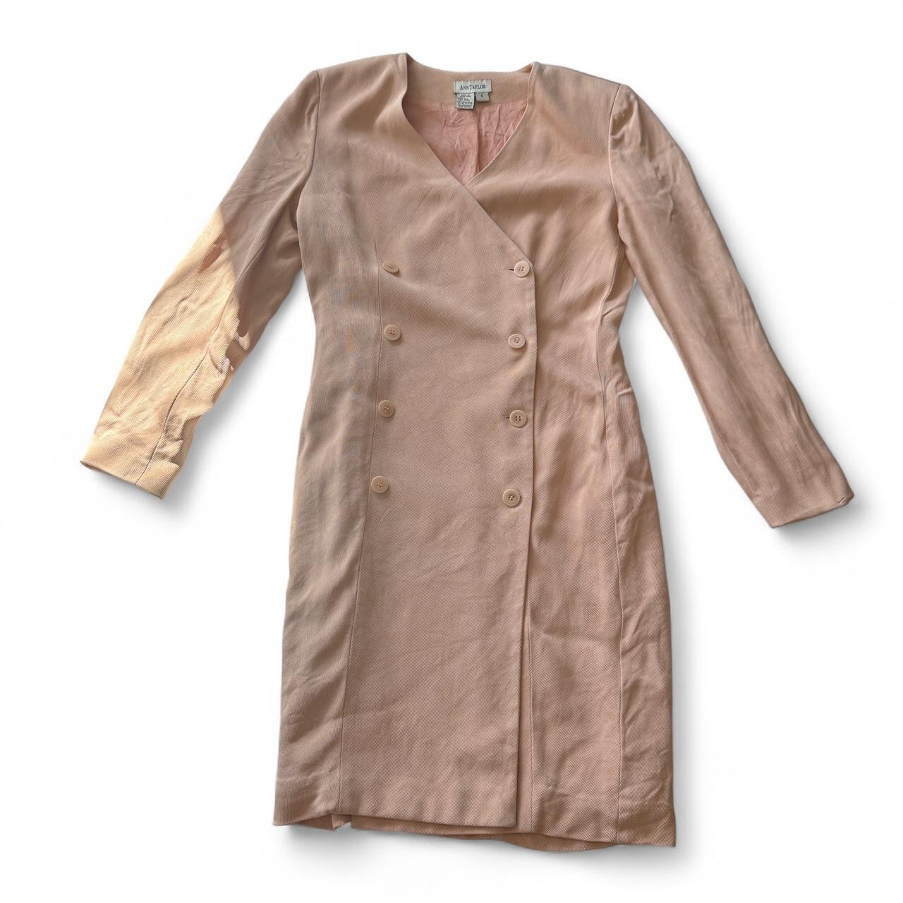 Vintage Ann Taylor Silk and Wool Blend Peachy Pink Double Breasted Blazer Dress